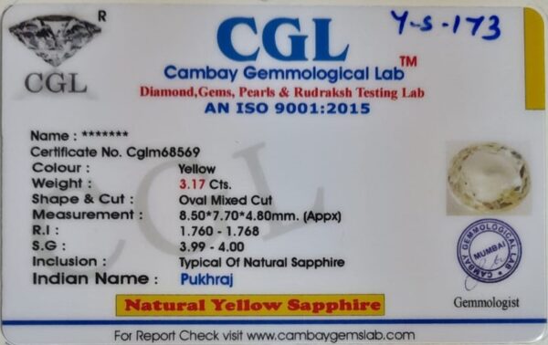 3.17 Carat Natural Yellow Sapphire - Image 2