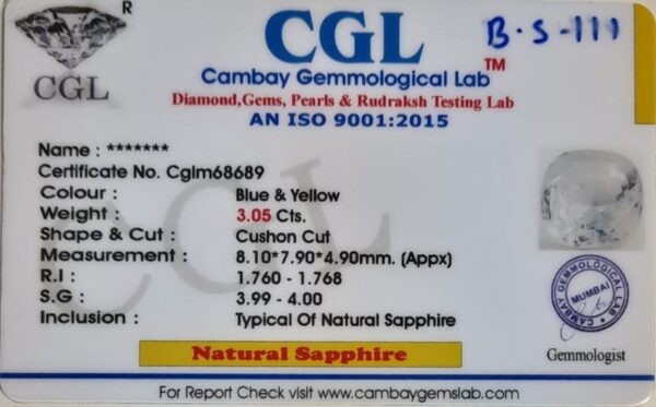 3.05 Carat Natural Blue Sapphire Stone - Image 2