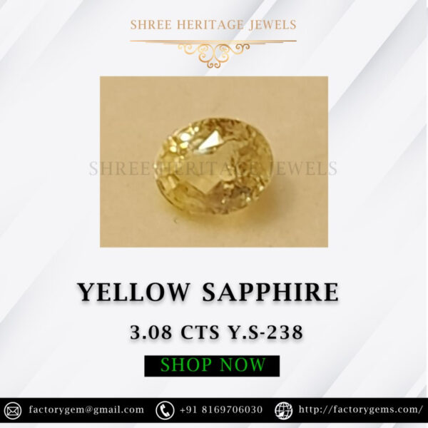 3.08 Carat Natural Yellow Sapphire