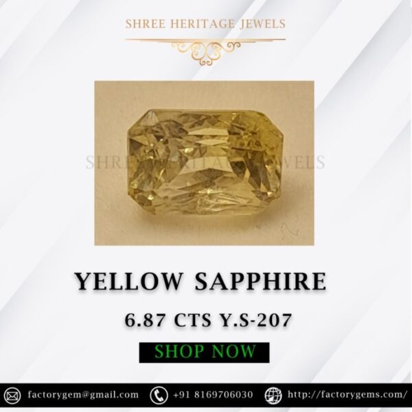 6.87 Carat Natural Yellow Sapphire