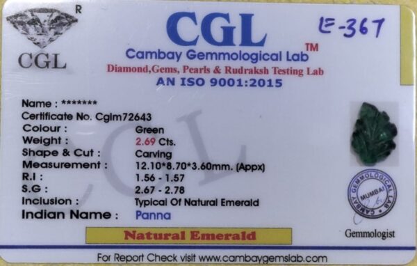 2.69 Carat Natural Emerald Stone - Image 2