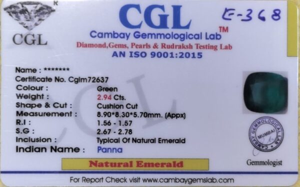 2.94 Carat Natural Emerald Stone - Image 2