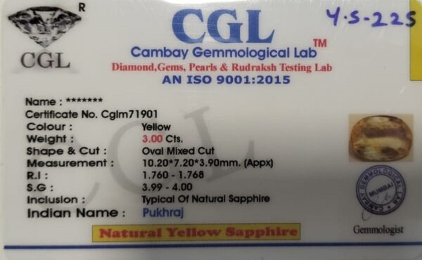 3.00 Carat Natural Yellow Sapphire - Image 2