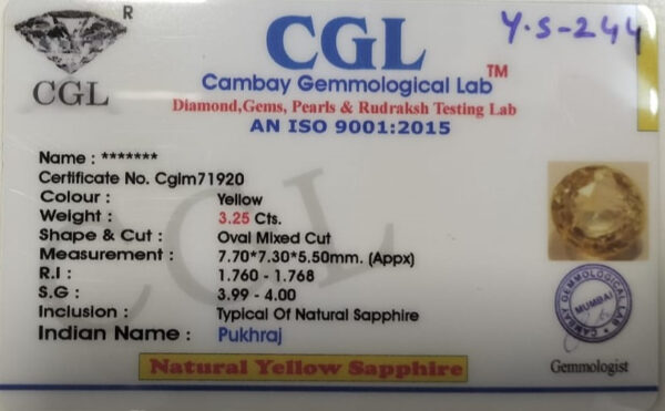 3.25 Carat Natural Yellow Sapphire - Image 2