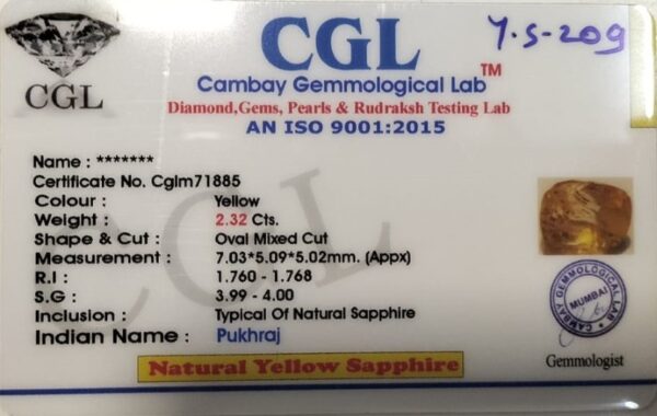 2.32 Carat Natural Yellow Sapphire - Image 2