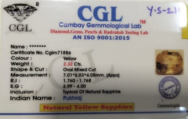 2.32 Carat Natural Yellow Sapphire - Image 2