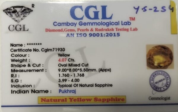 4.07 Carat Natural Yellow Sapphire - Image 2