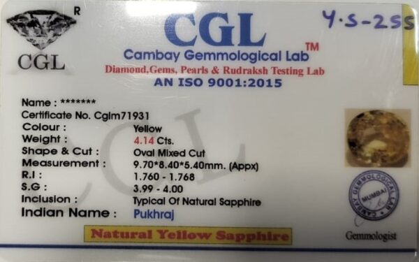 4.14 Carat Natural Yellow Sapphire - Image 2