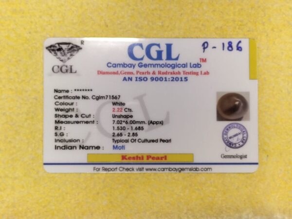 2.22 Carat Natural Keshi Pearl Stone - Image 2