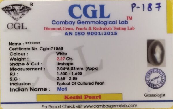 2.27 Carat Natural Keshi Pearl Stone - Image 2