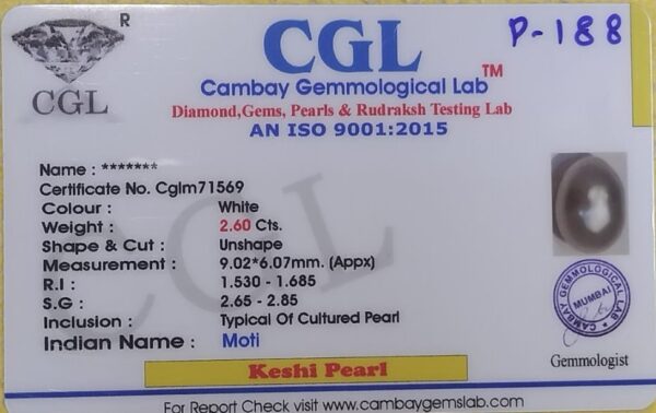 2.60 Carat Natural Keshi Pearl Stone - Image 2