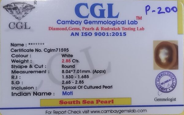 2.85 Carat Natural South Sea Pearl Stone - Image 2