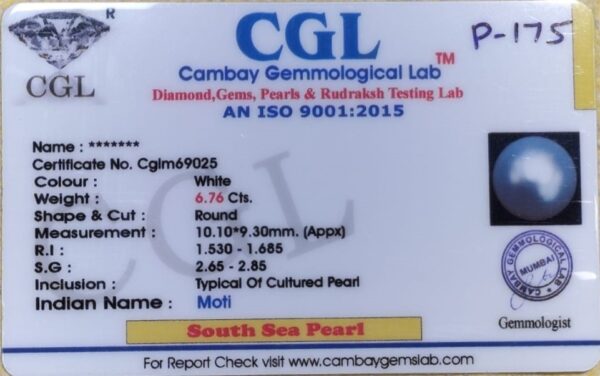 6.76 Carat Natural South Sea Pearl - Image 2
