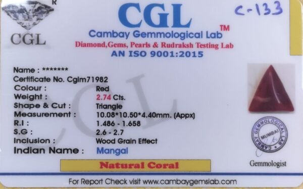 2.74 Carat Natural Italian Coral - Image 2