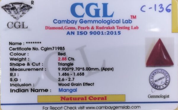 2.88 Carat Natural Italian Coral - Image 2